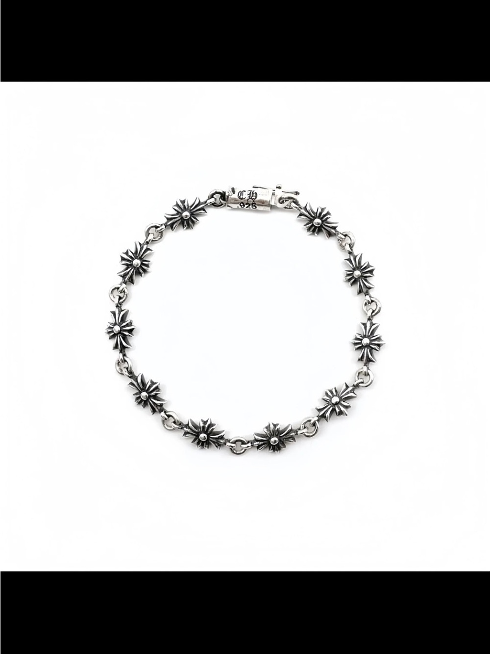 Chrome Hearts Silver Floral Starburst Link Bracelet